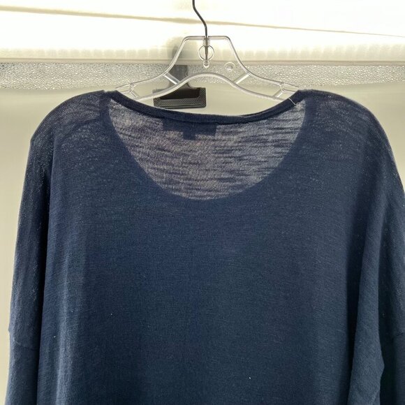 Ann Taylor Loft Round Neck Long Sleeve Lightweight Top Navy Size XL - Picture 6 of 9